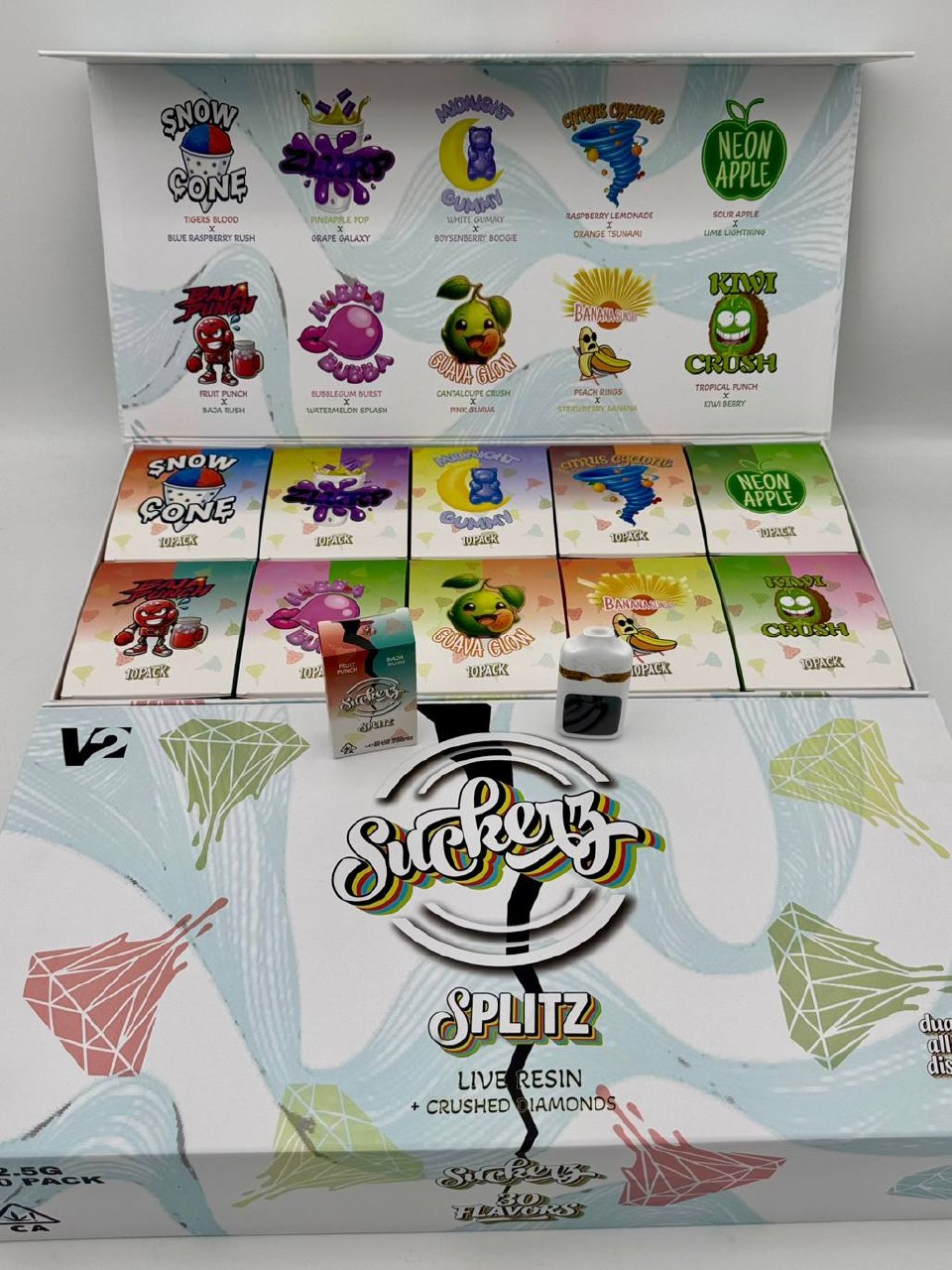 Suckerz: Splitz 2.5g Dual-Flavor Live Resin & Crushed Diamond Disposables 🚨💎 — Carts available in Los Angeles